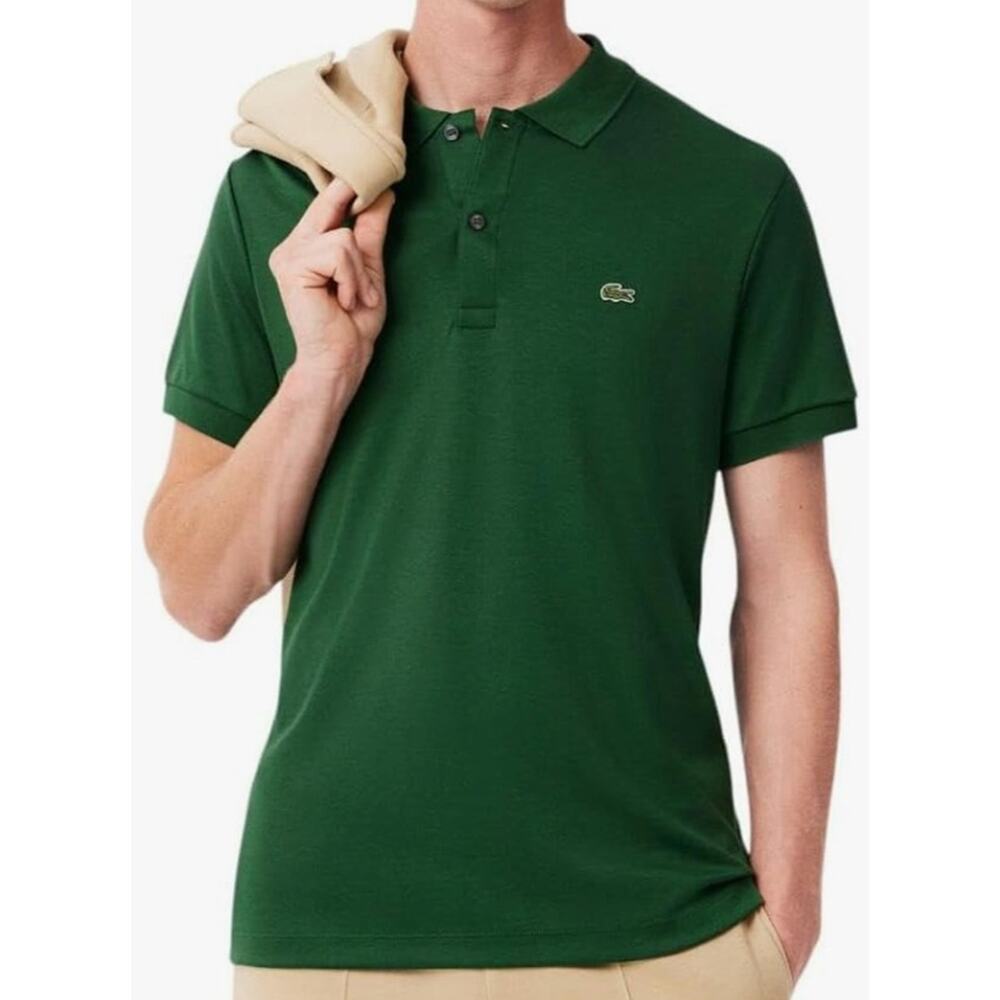 Lacoste Mens Short Sleeve Pima Jersey Interlock Regular Fit Polo Green XL